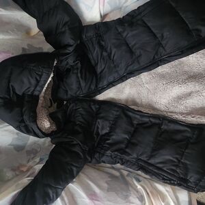 Lands' End Kids Black Puffer Coat with Plush Lining